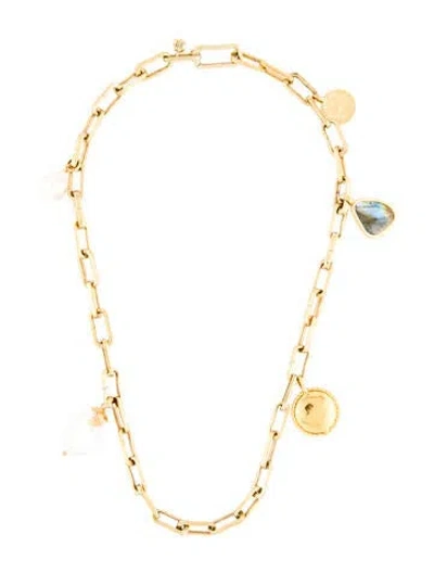 Pre-owned Monica Vinader Pearl & Labradorite Multi Charm Necklace, 19"