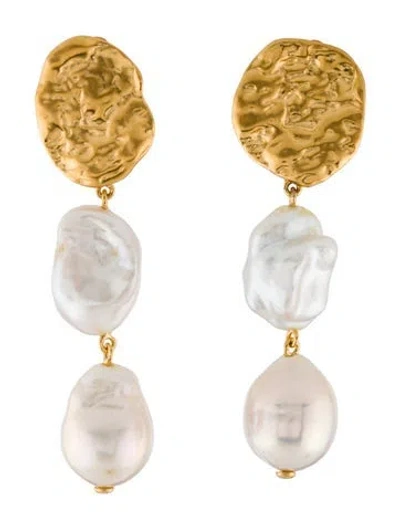 Pre-owned Monica Vinader Pearl Capri Drop Earrings In Multi