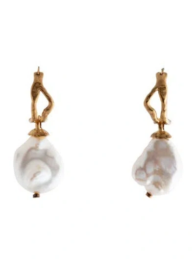 Pre-owned Monica Vinader Pearl Drop Hoop Earrings In Multi