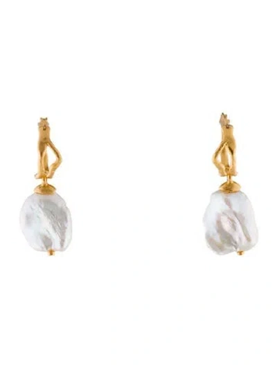 Pre-owned Monica Vinader Pearl Keshi Drop Earrings In Multi