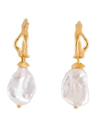 Pre-owned Monica Vinader Pearl Large Hoop Earrings In Multi