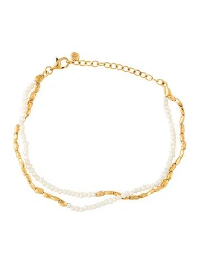 Pre-owned Monica Vinader Pearl Mini Nugget Bead Bracelet, 7.25" In Multi