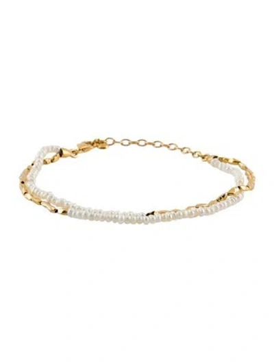 Pre-owned Monica Vinader Pearl Mini Nugget Beaded Bracelet, 7.5" In Multi