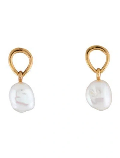 Pre-owned Monica Vinader Pearl Nura Keshi Drop Earrings In Multi