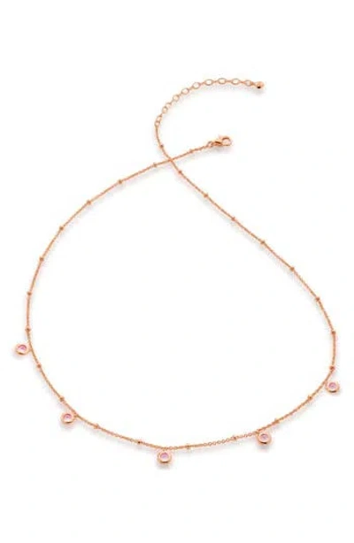 Monica Vinader Pink Tourmaline Station Choker Necklace In Gold
