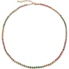 Monica Vinader Rainbow Stone Tennis Necklace In 18k Gold Vermeil/mixed Stones