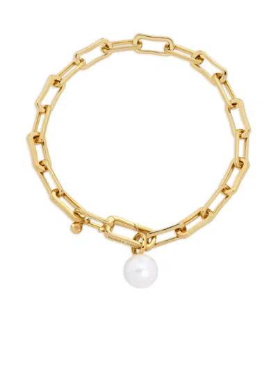 Monica Vinader Recycled 18k Gold Vermeil Alta Chain Pearl Bracelet In Brown