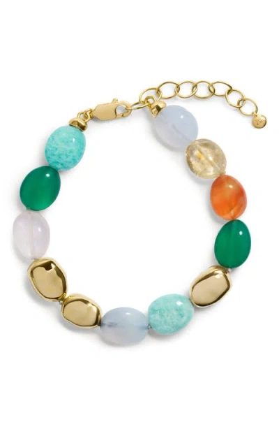 Monica Vinader Womens Rio Bold Multi Gemstone 18ct Yellow Gold Vermeil And Freedom Stones Beaded Bracelet