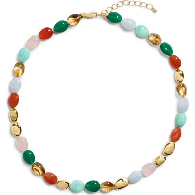 Monica Vinader Womens Rio Bold Multi Gemstone 18ct Yellow Gold Vermeil And Freedom Stones Beaded Necklac