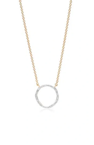 Monica Vinader Riva Circle Diamond Pendant Necklace In Yellow Gold/diamond