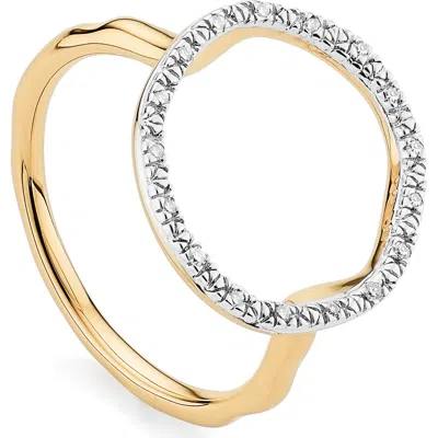 Monica Vinader Riva Circle Diamond Ring In Gold