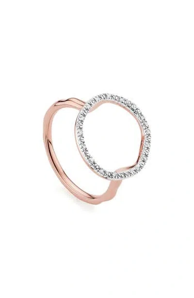 Monica Vinader Riva Circle Diamond Ring In Rose Gold/diamond