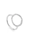 Monica Vinader Diamond And Sterling Silver Riva Circle Ring In Silver