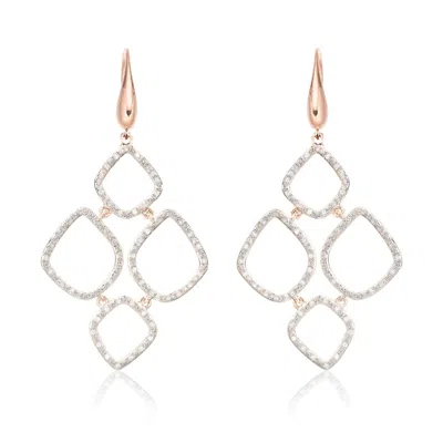 Monica Vinader Riva Diamond Cluster Earrings, Rose Gold Vermeil On Silver