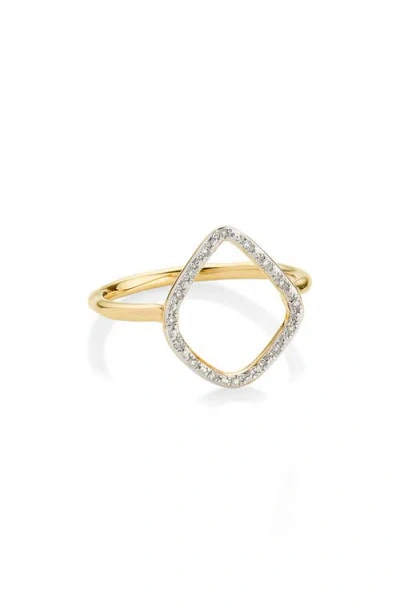 Monica Vinader Riva Diamond Hoop Ring In Yellow Gold