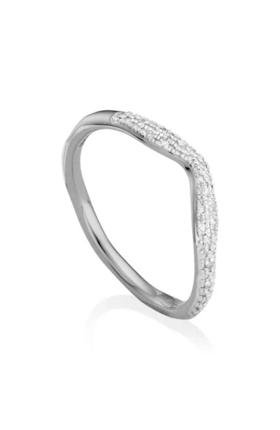 Monica Vinader Riva Diamond Stacking Ring In Silver
