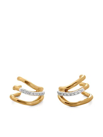 Monica Vinader Riva Huggie Earrings In Gold