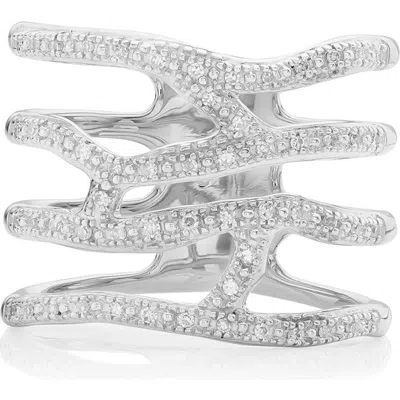 Monica Vinader Riva Waterfall Diamond Cocktail Ring In Silver