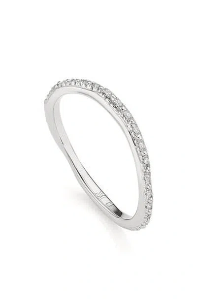 Monica Vinader Riva Wave Diamond Eternity Ring In Silver/diamond