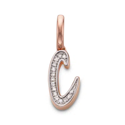 Monica Vinader Rose Gold Alphabet C Diamond Pendant Charm Diamond In Pink