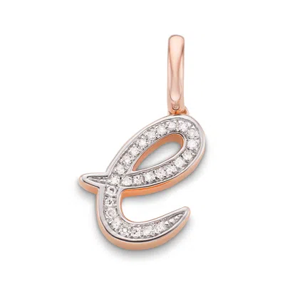 Monica Vinader Rose Gold Alphabet E Diamond Pendant Charm Diamond In Pink