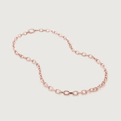 Monica Vinader Rose Gold Alta Capture Mini Link Necklace Adjustable 48cm/19' In Gray