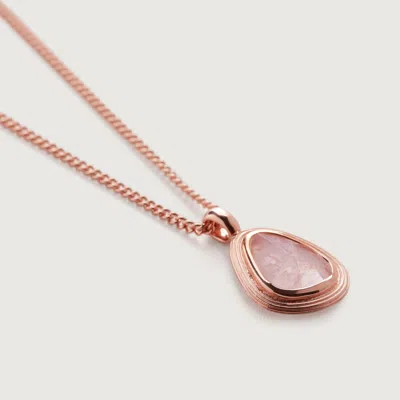 Monica Vinader Rose Gold Amulet Necklace Rose Quartz