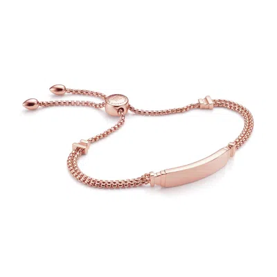 Monica Vinader Rose Gold Baja Deco Id Bracelet In Pink
