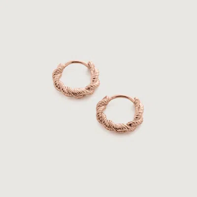 Monica Vinader Rose Gold Corda Mini Huggie Earrings