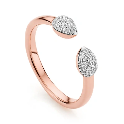 Monica Vinader Rose Gold Fiji Bud Stacking Diamond Ring Diamond In Pink