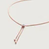 MONICA VINADER ROSE GOLD FIJI BUTTON DIAMOND LARIAT NECKLACE ADJUSTABLE 61CM/24' DIAMOND