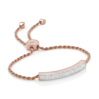 Monica Vinader Rose Gold Linear Pave Diamond Bracelet Diamond In 18ct Rose Gold/ Silver