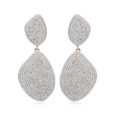 Monica Vinader Rose Gold Nura Double Teardrop Cocktail Earrings Diamond In White