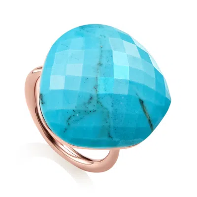Monica Vinader Rose Gold Nura Large Pebble Ring - Limited Edition Turquoise In Blue