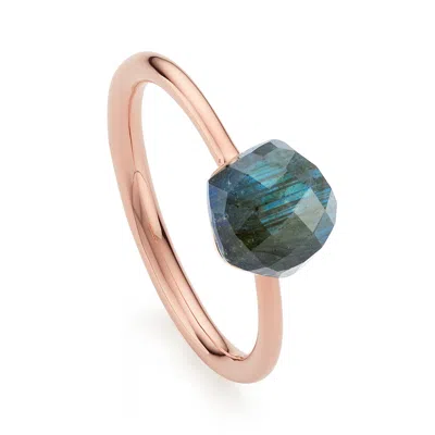 Monica Vinader Rose Gold Nura Mini Nugget Stacking Ring - Limited Edition Labradorite