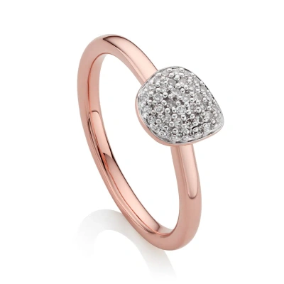 Monica Vinader Rose Gold Nura Mini Pebble Stacking Ring Diamond