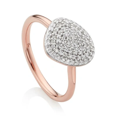 Monica Vinader Rose Gold Nura Pebble Stacking Diamond Ring Diamond