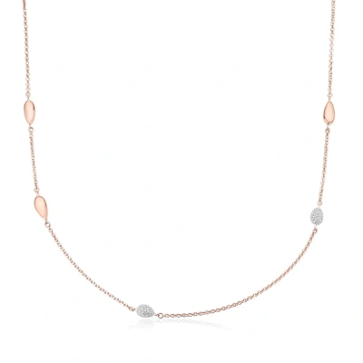 Monica Vinader Rose Gold Nura Teardrop Mixed Station Diamond Necklace Diamond