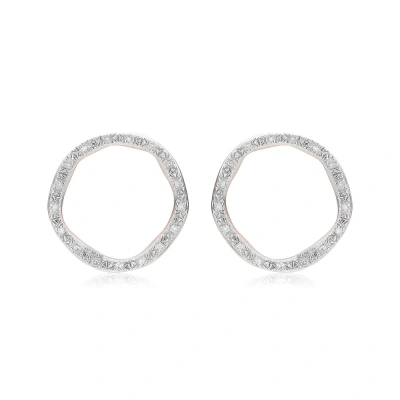 Monica Vinader Rose Gold Riva Large Circle Stud Diamond Earrings Diamond In Metallic