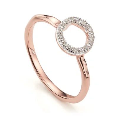 Monica Vinader Rose Gold Riva Mini Circle Stacking Ring Diamond