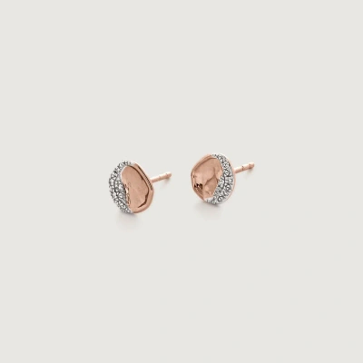 Monica Vinader Rose Gold Riva Shore Diamond Stud Earrings Diamond