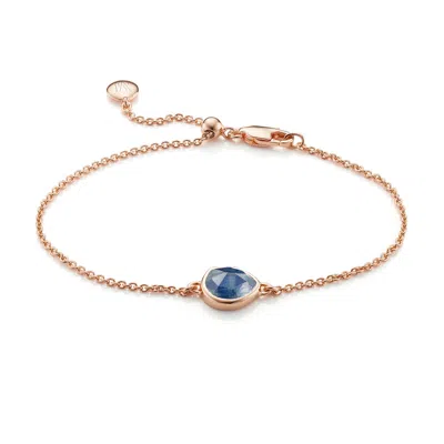 Monica Vinader Rose Gold Siren Fine Chain Bracelet Kyanite