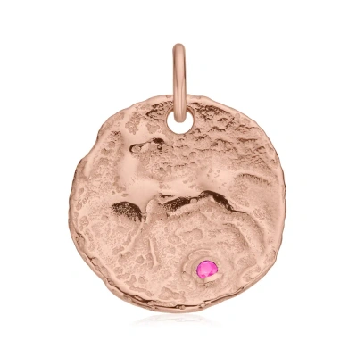 Monica Vinader Rose Gold Siren Large Coin Gemstone Pendant Charm Pink Topaz In Neutral