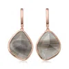 Monica Vinader Rose Gold Siren Large Nugget Earrings Grey Agate In Grey/rose Gold