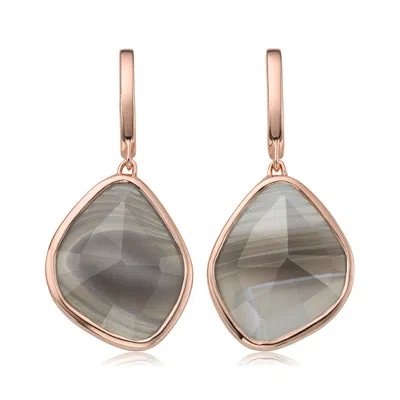 Monica Vinader Rose Gold Siren Large Nugget Earrings Grey Agate In Neutral