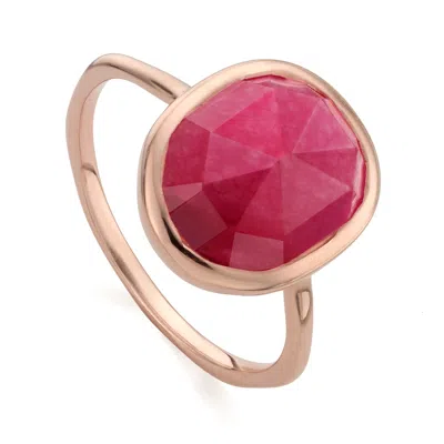 Monica Vinader Rose Gold Siren Medium Stacking Ring Pink Quartz