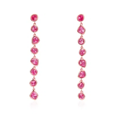 Monica Vinader Rose Gold Siren Mini Nugget Cocktail Earrings Pink Quartz