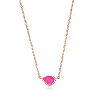 Monica Vinader Rose Gold Siren Mini Nugget Necklace Adjustable 46cm/18' Pink Quartz