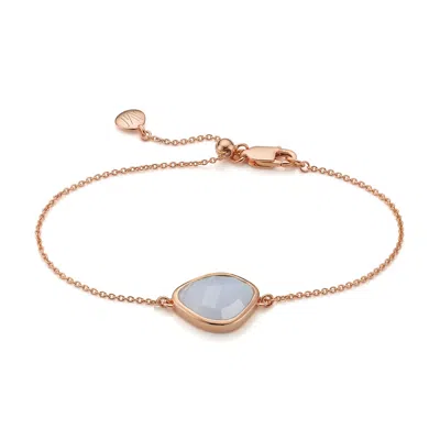 Monica Vinader Rose Gold Siren Nugget Bracelet Blue Lace Agate