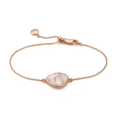 Monica Vinader Rose Gold Siren Nugget Bracelet Rose Quartz